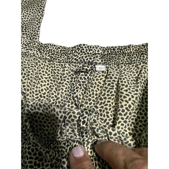 Leopard Print Pants S Elastic Waist Relaxed Fit Lightweight Silk - Picture 2 of 5